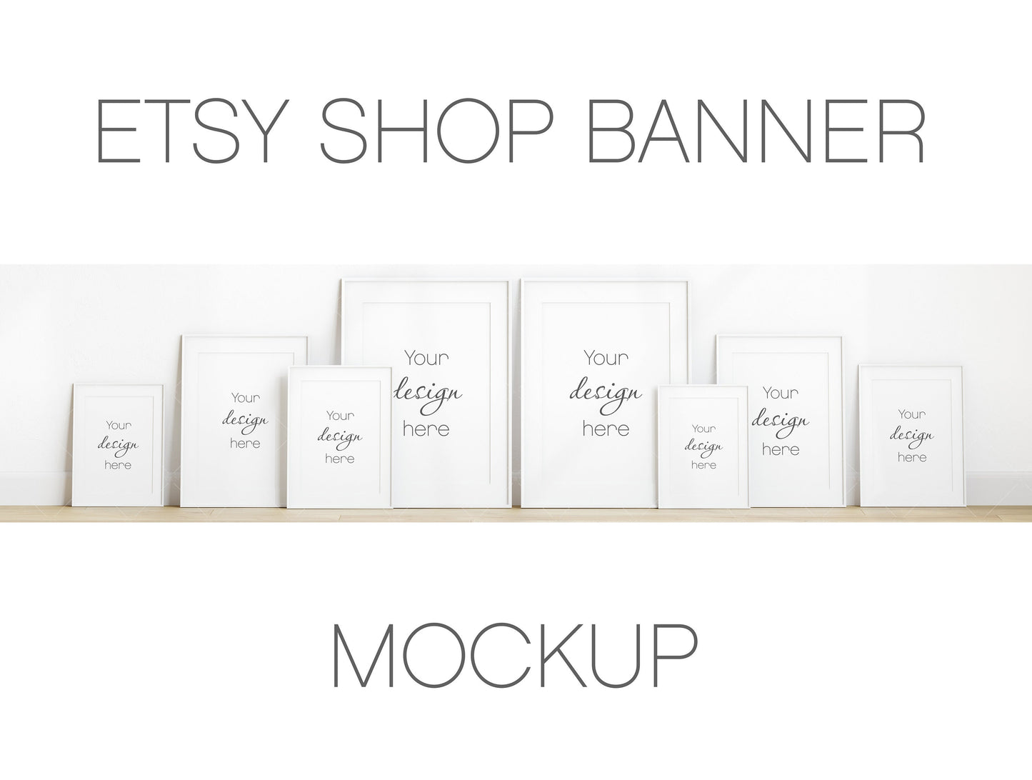 Etsy Shop Banner Mockup, White Portrait Frames Mockup Bundle, Minimalist Frame Mockup, Poster Mockup, Vertical Frame Mockup for Print