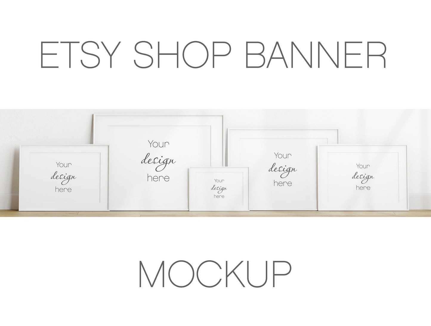 Etsy Shop Banner Mockup, White Landscape Frames Mockup Bundle, Minimalist Frame Mockup, Poster Mockup, Frame Mockup for Print