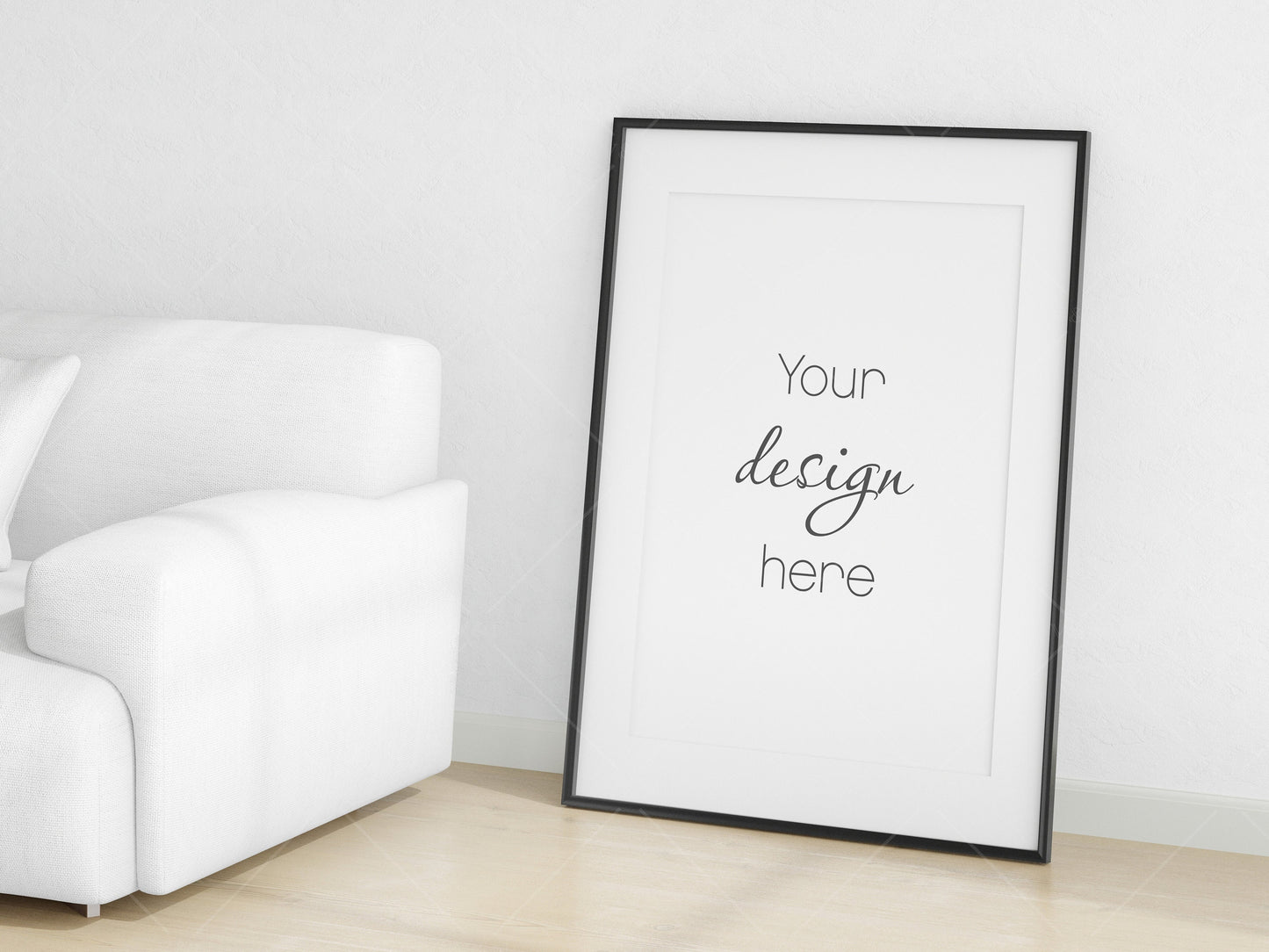 Living Room Frame Mockup, Minimalist Frame Mockup, Vertical Black Frame Mockup A1, Vertical Frame Mockup, Frame Mockup for Print