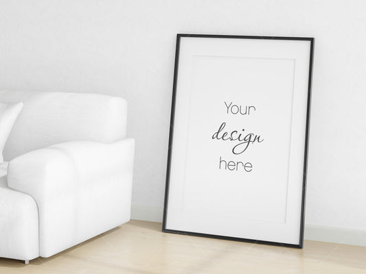 Living Room Frame Mockup, Minimalist Frame Mockup, Vertical Black Frame Mockup A1, Vertical Frame Mockup, Frame Mockup for Print