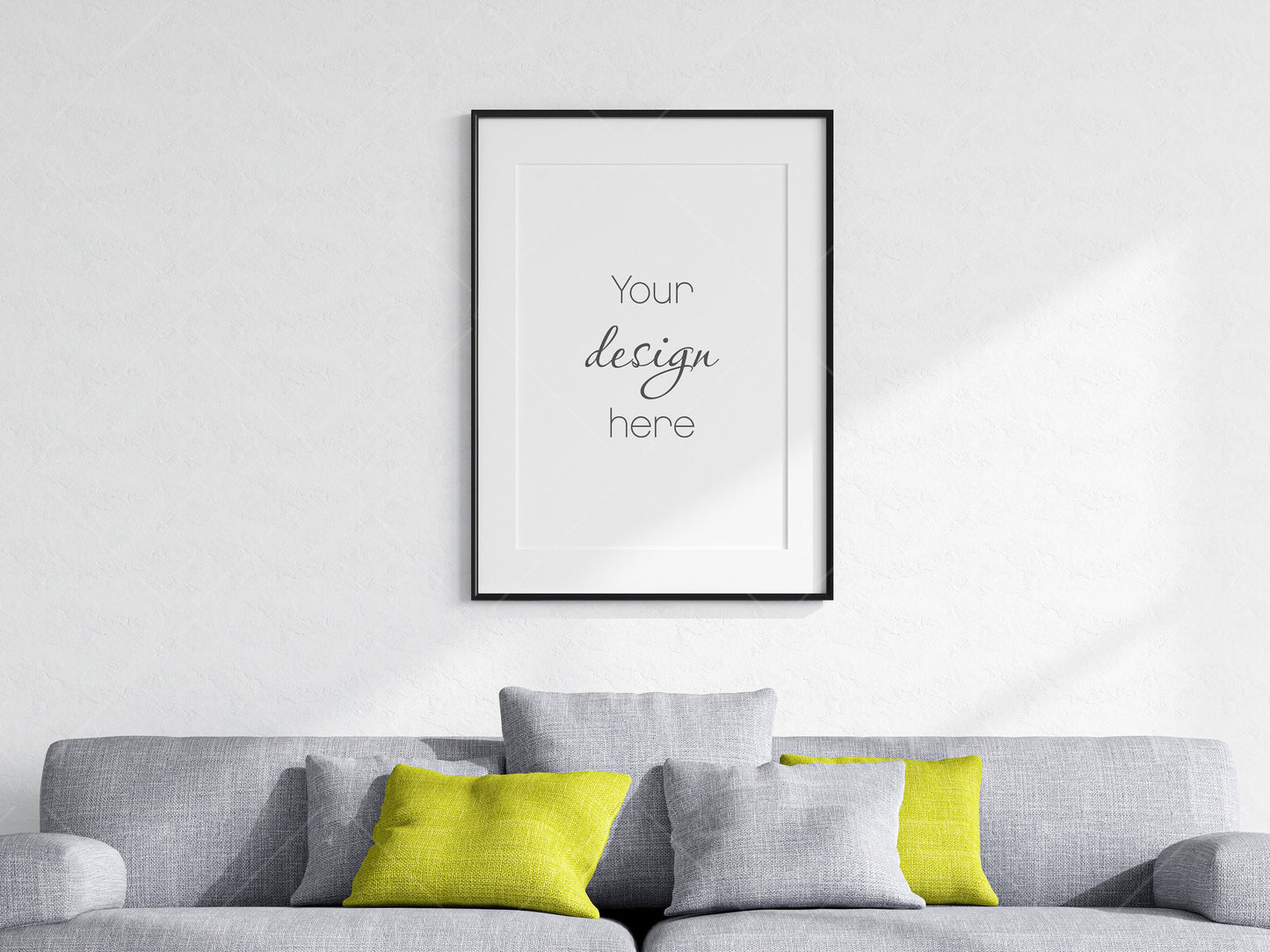 Living Room Frame Mockup, Minimalist Frame Mockup, Vertical Black Frame Mockup A1, Vertical Frame Mockup, Frame Mockup for Print