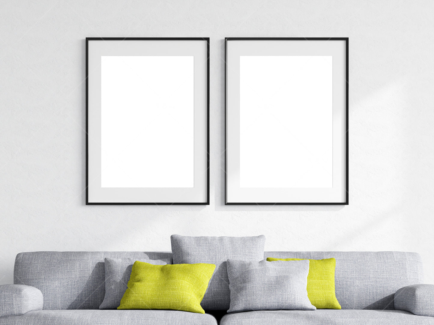 Living Room Frame Mockup, 2 Minimalist Frames Mockup, Two Vertical Black Frames Mockup A1, Vertical Frames Mockup, Frame Mockup for Print