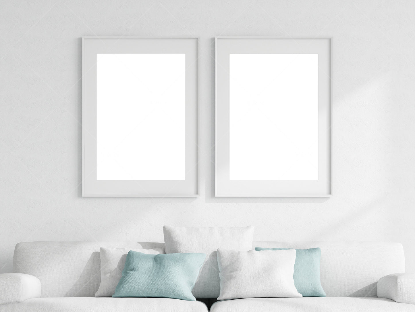 Living Room Frame Mockup, 2 Minimalist Frames Mockup, Two Vertical White Frames Mockup A1, Vertical Frames Mockup, Frame Mockup for Print