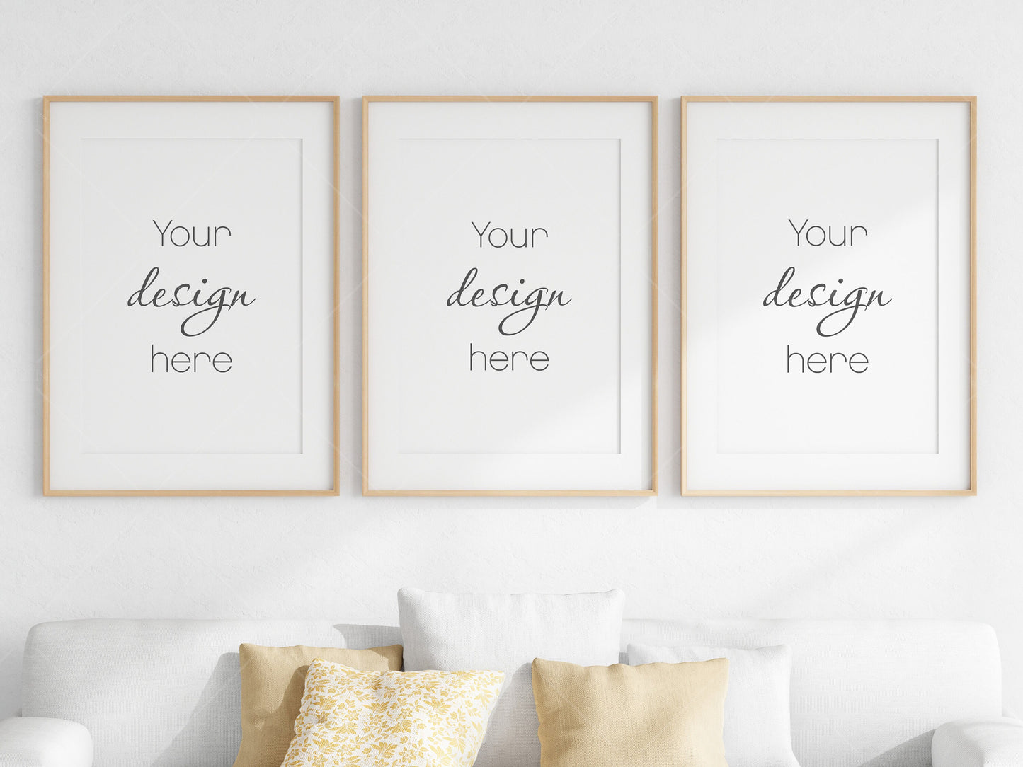 Living Room Frame Mockup, 3 Minimalist Frames Mockup, Three Vertical Wooden Frames Mockup A1, Vertical Frames Mockup, Frame Mockup for Print