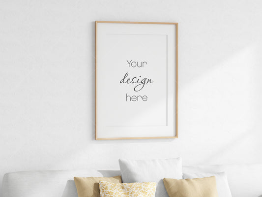 Living Room Frame Mockup, Minimalist Frame Mockup, Vertical Wooden Frame Mockup A1, Vertical Frame Mockup, Frame Mockup for Print