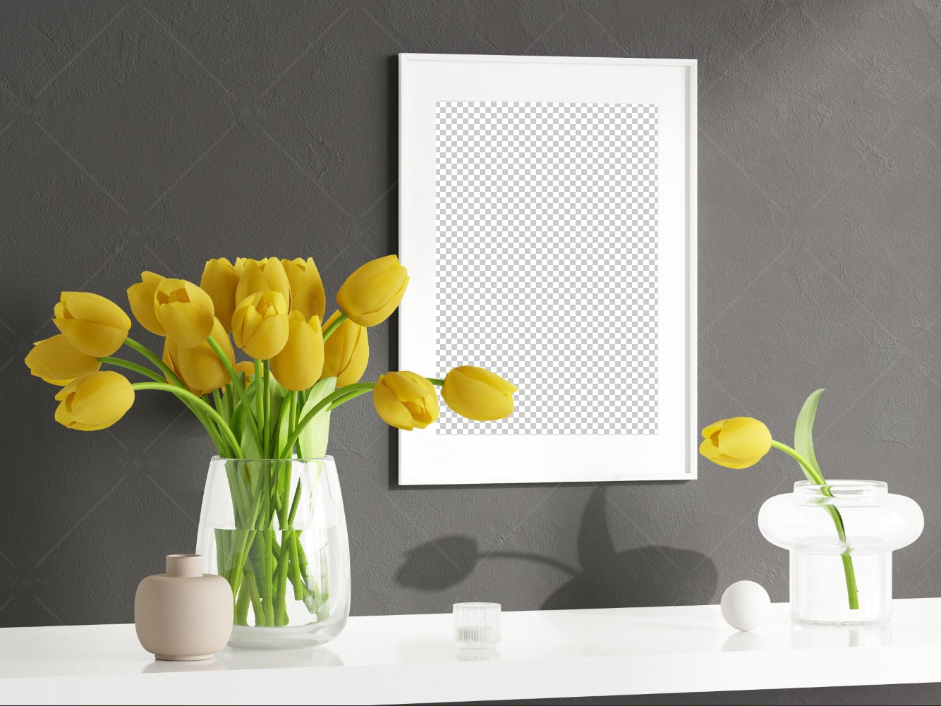 Living Room Frame Mockup, Frame Mockup With Flowers, Vertical Black Frame Mockup, Poster Mockup, Portrait Frame Mockup, Frame Mockup