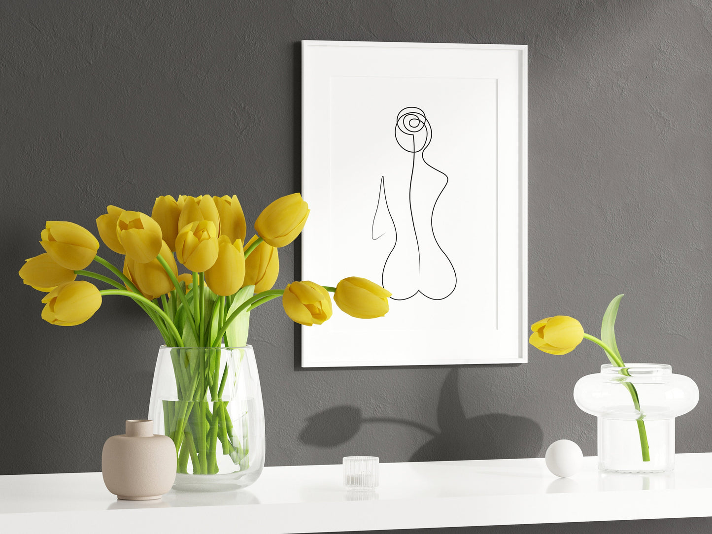 Living Room Frame Mockup, Frame Mockup With Flowers, Vertical Black Frame Mockup, Poster Mockup, Portrait Frame Mockup, Frame Mockup