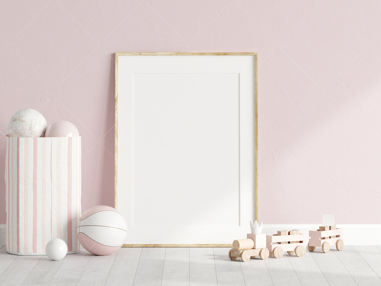 Nursery Frame Mockup, Modern Kid's Room Frame Mockup, Portrait Frame Nursery Interior Wall Mockup, Minimalist Nursery Frame Mockup