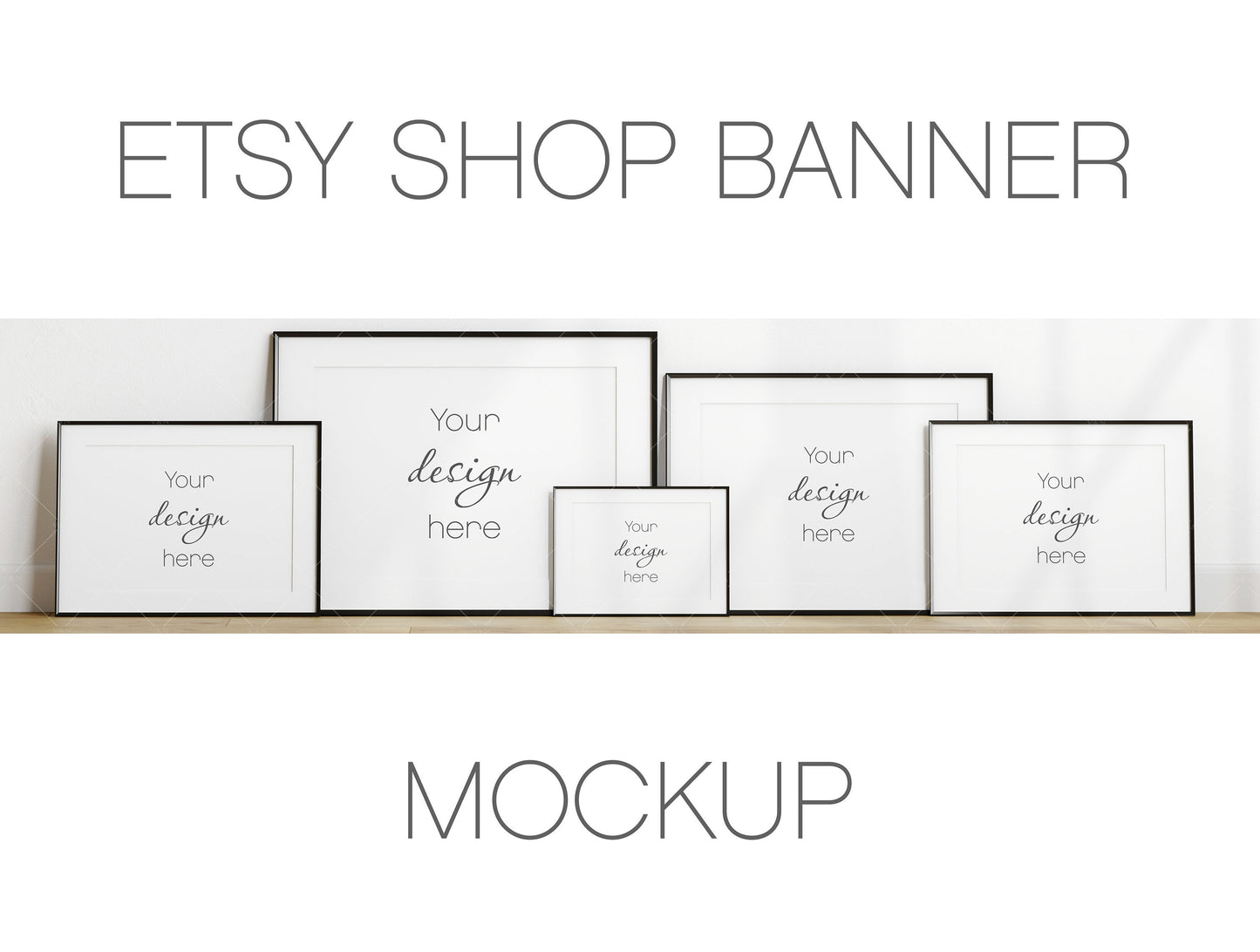 Etsy Shop Banner Mockup, Black Landscape Frames Mockup Bundle, Minimalist Frame Mockup, Poster Mockup, Frame Mockup for Print