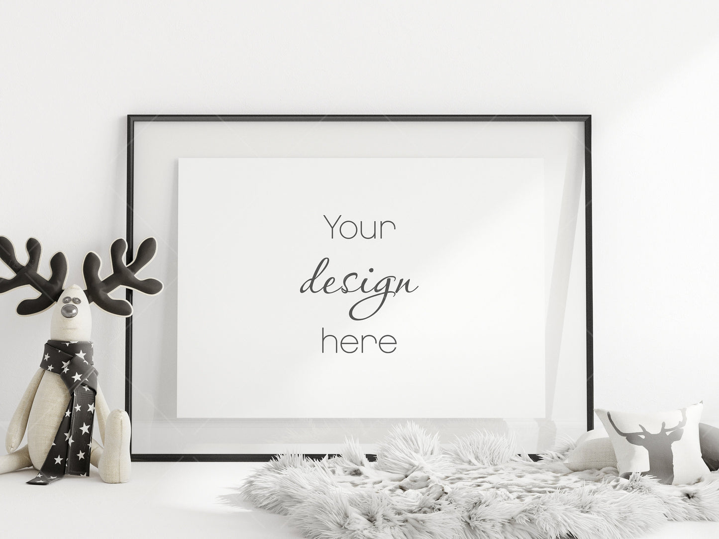 Nursery Frame Mockup, Scandinavian Kid's Room Frame Mockup, Landscape Frame Nursery Interior Mockup, Vertical Frame Mockup