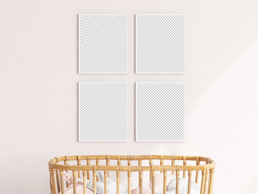 Nursery Frame Mockup, Modern Kid's Room Frame Mockup, Children's Room Mockup, 4 Frames Nursery Mockup, Four Frames Nursery Interior Mockup