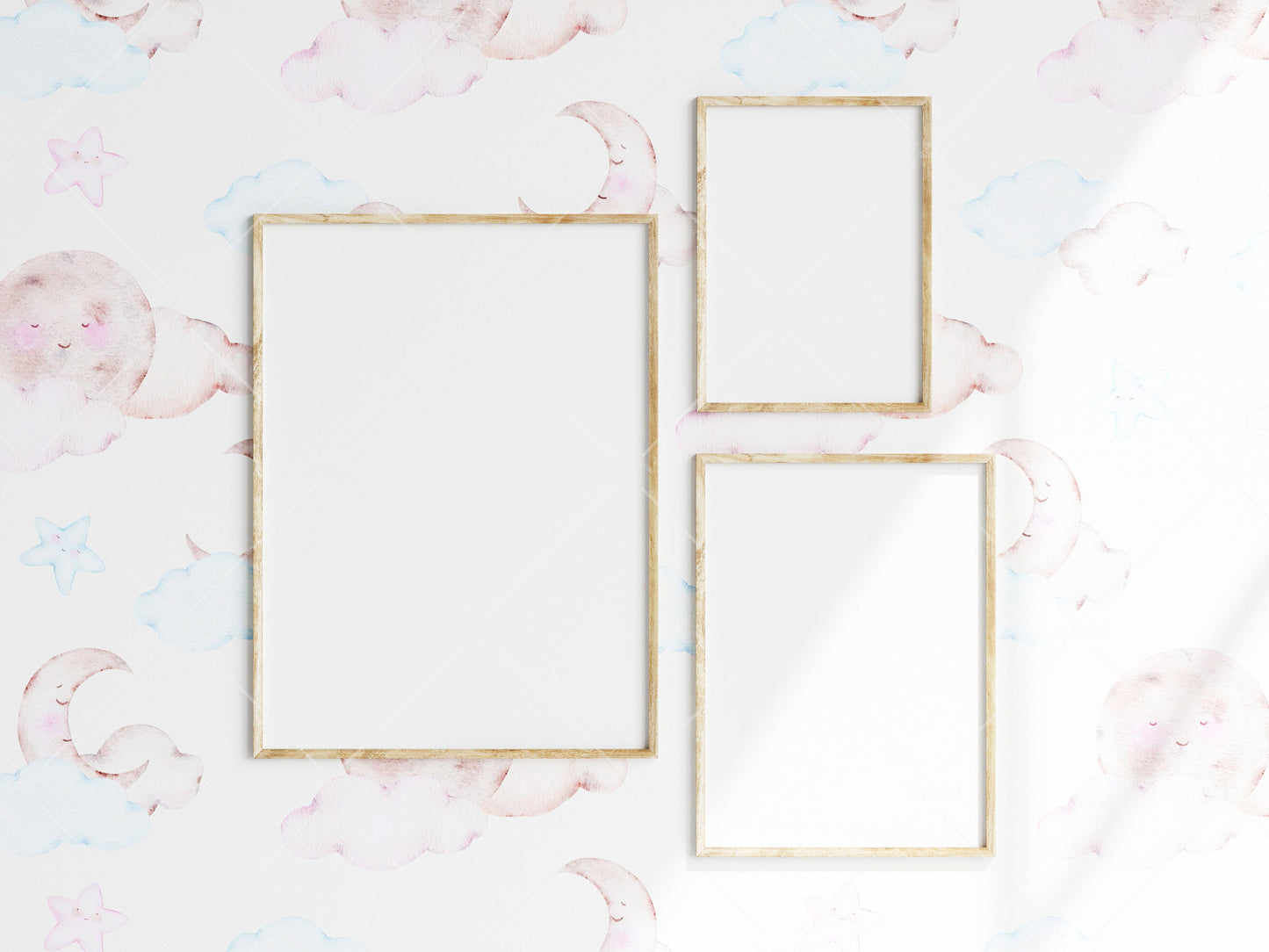 Nursery Frame Mockup, Modern Kid's Room Frame Mockup, 3 Frame Nursery Interior Wall Mockup, Three Minimalist Nursery Frame Mockup