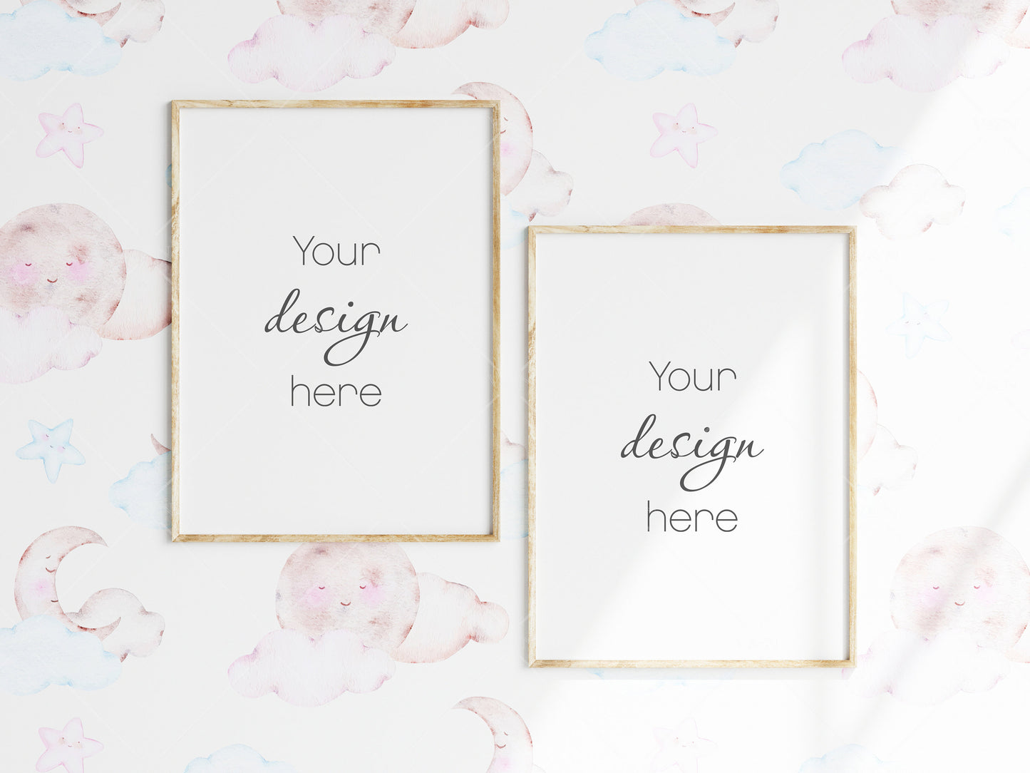 Nursery Frame Mockup, Modern Kid's Room Frame Mockup, 2 Frame Nursery Interior Wall Mockup, Two Minimalist Nursery Frame Mockup