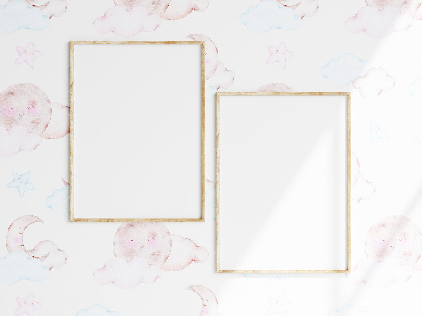 Nursery Frame Mockup, Modern Kid's Room Frame Mockup, 2 Frame Nursery Interior Wall Mockup, Two Minimalist Nursery Frame Mockup