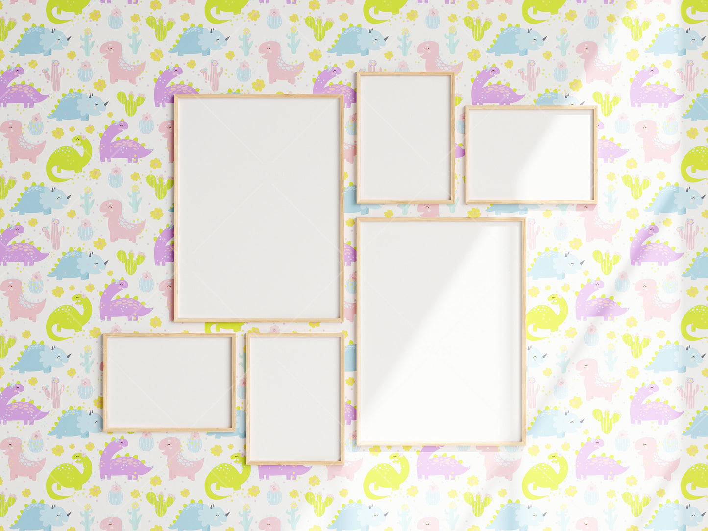 Nursery Frame Mockup, Modern Kid's Room Frame Mockup, 6 Portrait Frame Nursery Interior Wall Mockup, Six Minimalist Nursery Frame Mockup