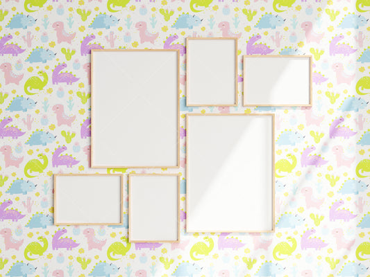 Nursery Frame Mockup, Modern Kid's Room Frame Mockup, 6 Portrait Frame Nursery Interior Wall Mockup, Six Minimalist Nursery Frame Mockup