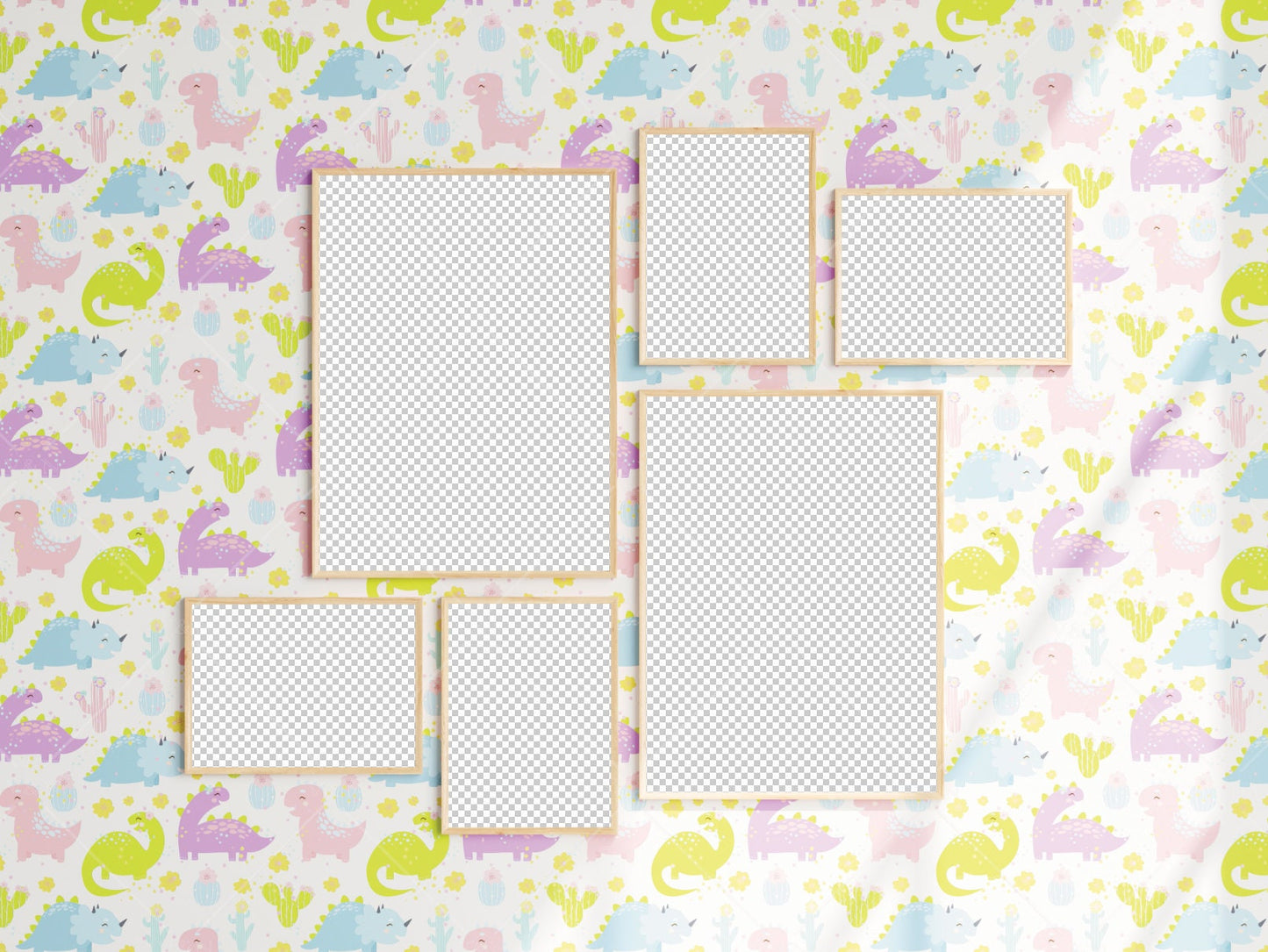 Nursery Frame Mockup, Modern Kid's Room Frame Mockup, 6 Portrait Frame Nursery Interior Wall Mockup, Six Minimalist Nursery Frame Mockup