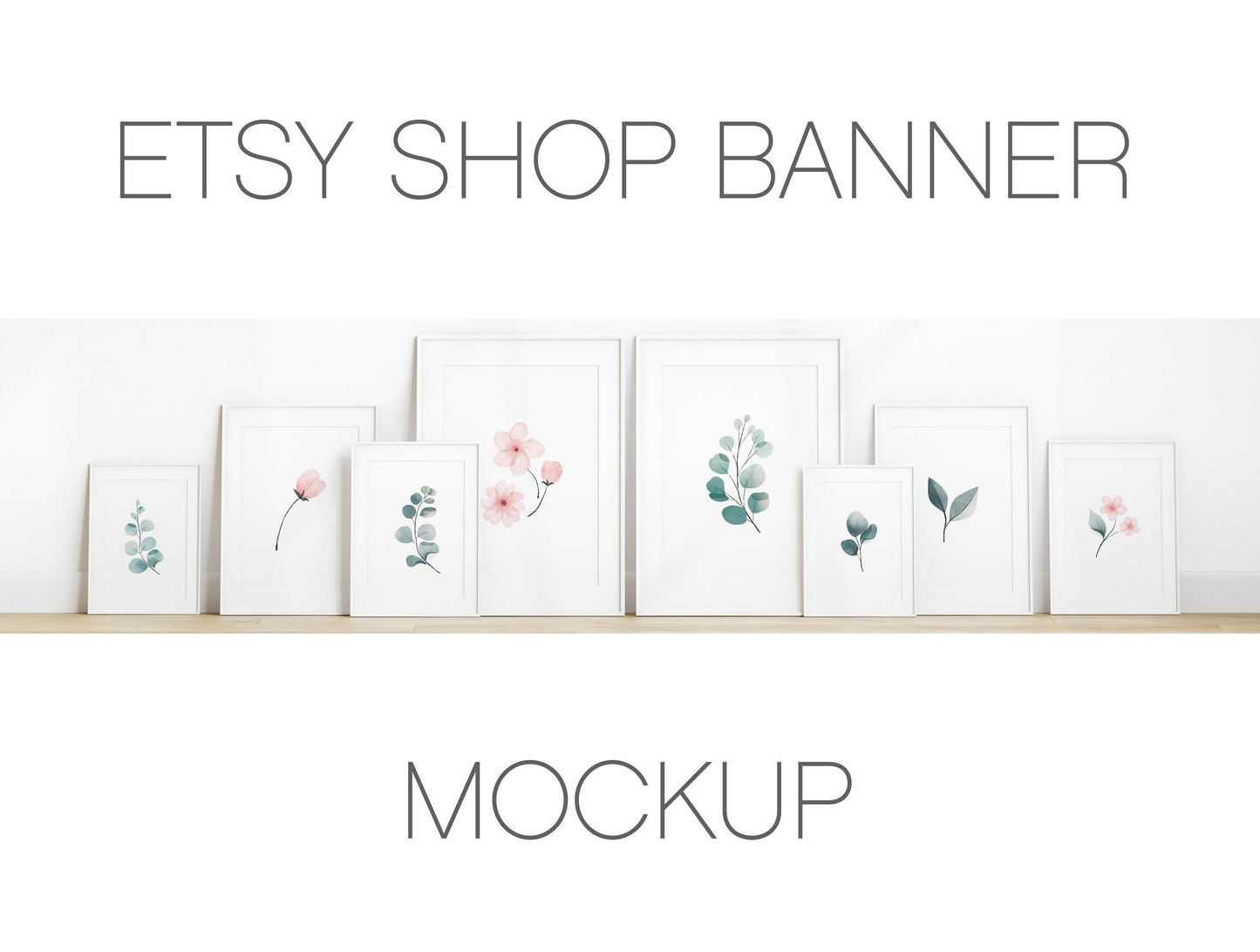 Etsy Shop Banner Mockup, White Portrait Frames Mockup Bundle, Minimalist Frame Mockup, Poster Mockup, Vertical Frame Mockup for Print