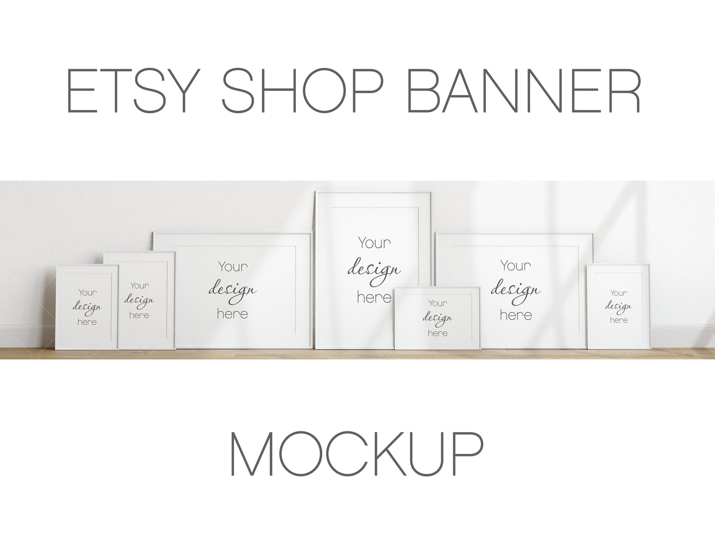 Etsy Shop Banner Mockup, White Portrait Landscape Frames Mockup Bundle, Minimalist Frame Mockup, Poster Mockup, Frame Mockup for Print