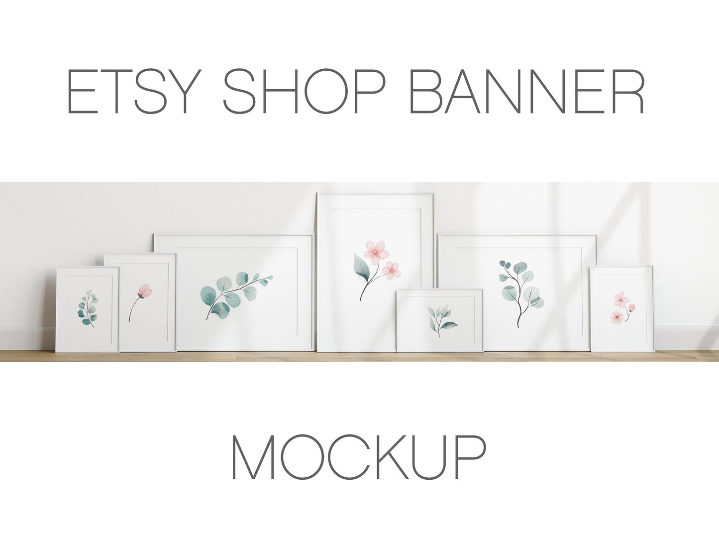 Etsy Shop Banner Mockup, White Portrait Landscape Frames Mockup Bundle, Minimalist Frame Mockup, Poster Mockup, Frame Mockup for Print