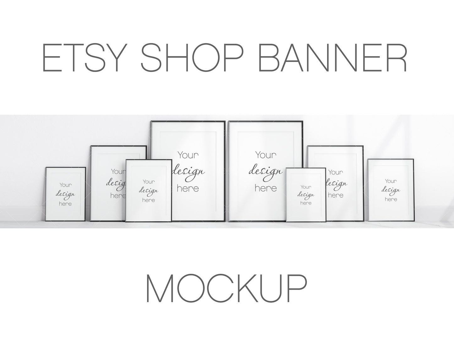 Etsy Shop Banner Mockup, Black Portrait Frames Mockup Bundle, Minimalist Frame Mockup, Poster Mockup, Frame Mockup for Print