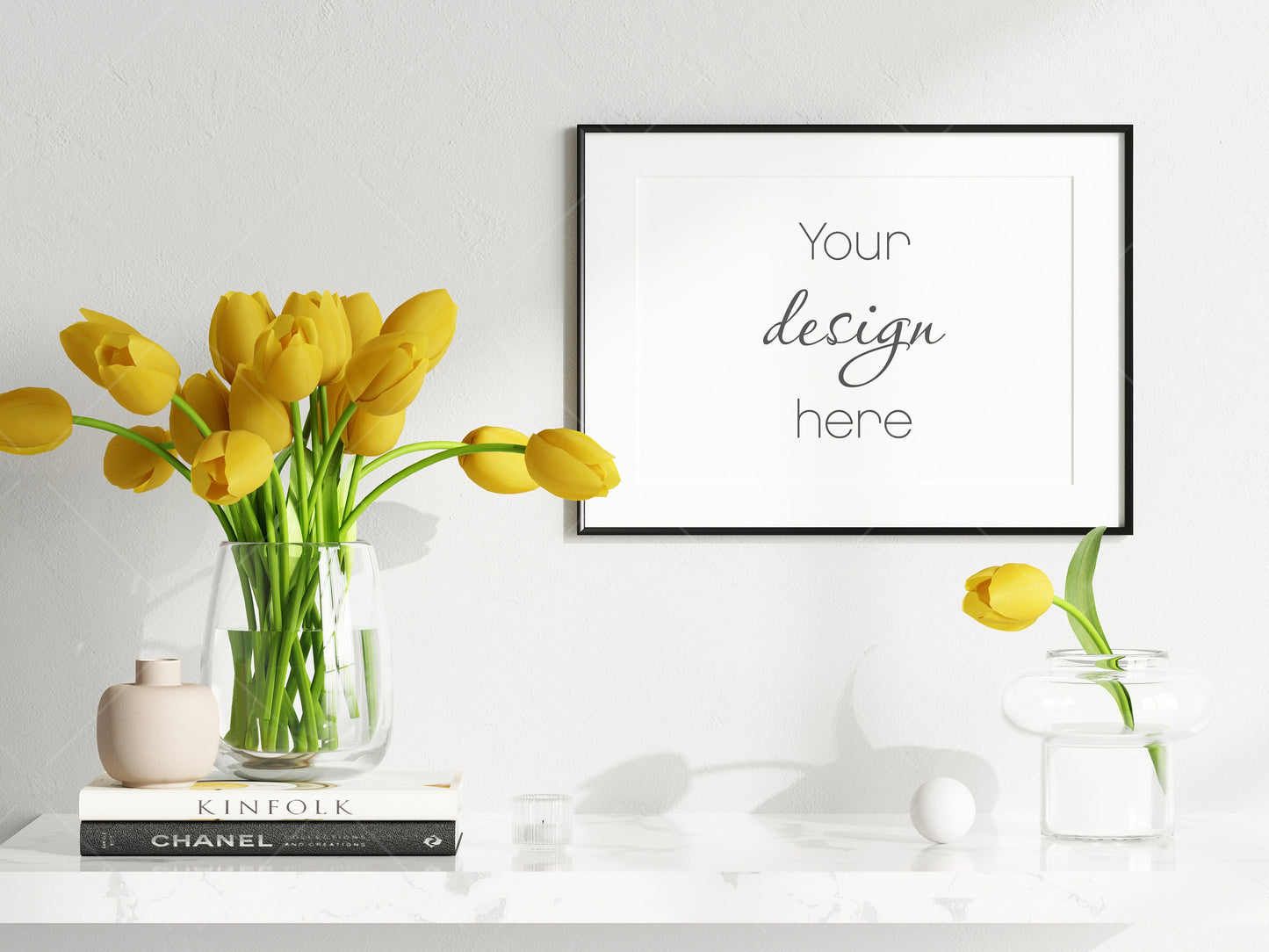 Living Room Frame Mockup, Frame Mockup With Flowers, Horizontal Black Frame Mockup, Poster Mockup, Landscape Frame Mockup, Frame Mockup