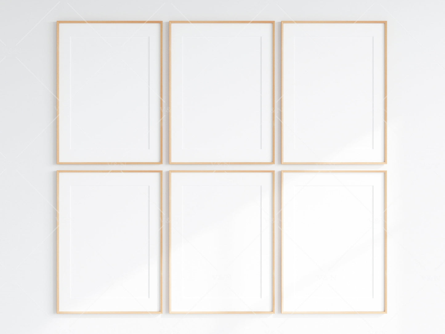 6 Minimalist Frames Mockup, Six Vertical Wooden Frames Mockup, Poster Mockup, Vertical Frames Mockup, Frame Mockup for Print, JPG PNG PSD