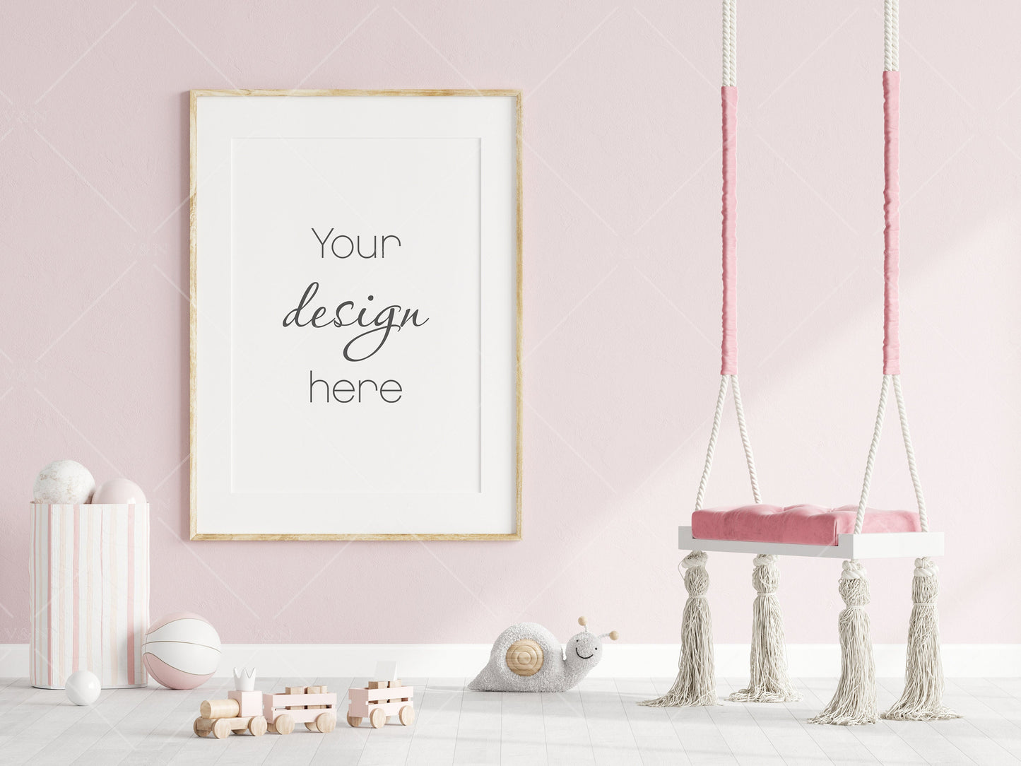 Nursery Frame Mockup, Modern Kid's Room Frame Mockup, Portrait Frame Nursery Interior Wall Mockup, Minimalist Nursery Frame Mockup