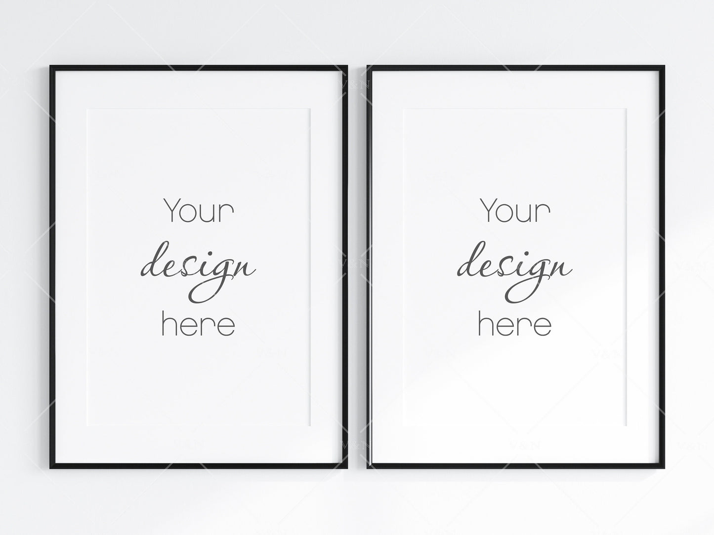 2 Minimalist Frame Mockup, Two Vertical Black Frame Mockup, Poster Mockup, Portrait Frame Mockup, Frame Mockup for Print, JPG PNG PSD