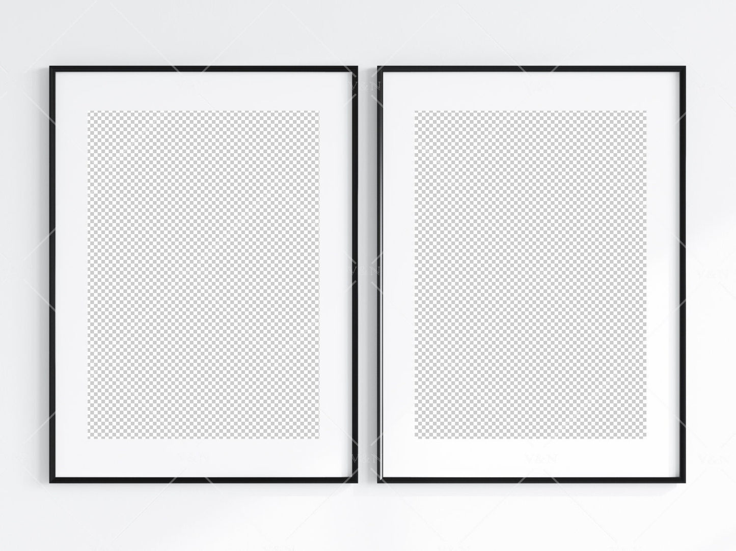 2 Minimalist Frame Mockup, Two Vertical Black Frame Mockup, Poster Mockup, Portrait Frame Mockup, Frame Mockup for Print, JPG PNG PSD