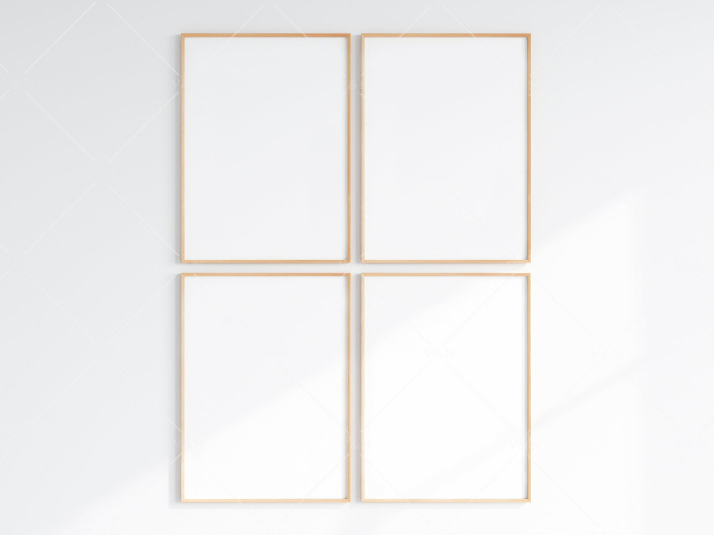 4 Minimalist Frames Mockup, Four Vertical Wooden Frames Mockup, Poster Mockup, Vertical Frames Mockup, Frame Mockup for Print, JPG PNG PSD