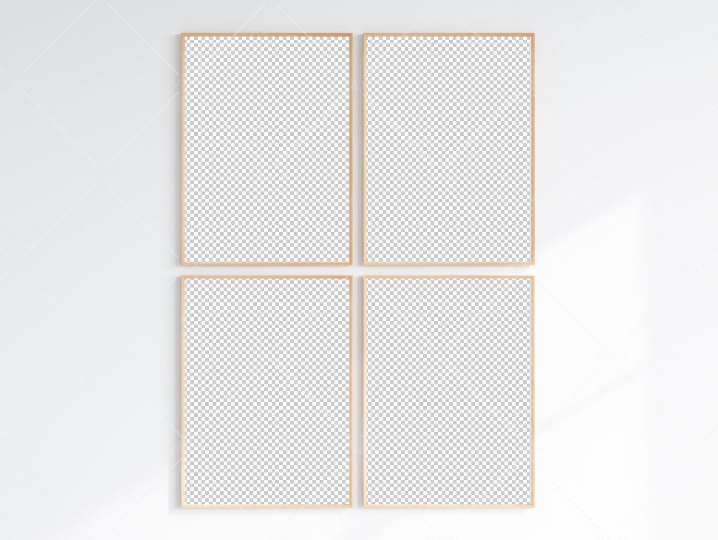 4 Minimalist Frames Mockup, Four Vertical Wooden Frames Mockup, Poster Mockup, Vertical Frames Mockup, Frame Mockup for Print, JPG PNG PSD