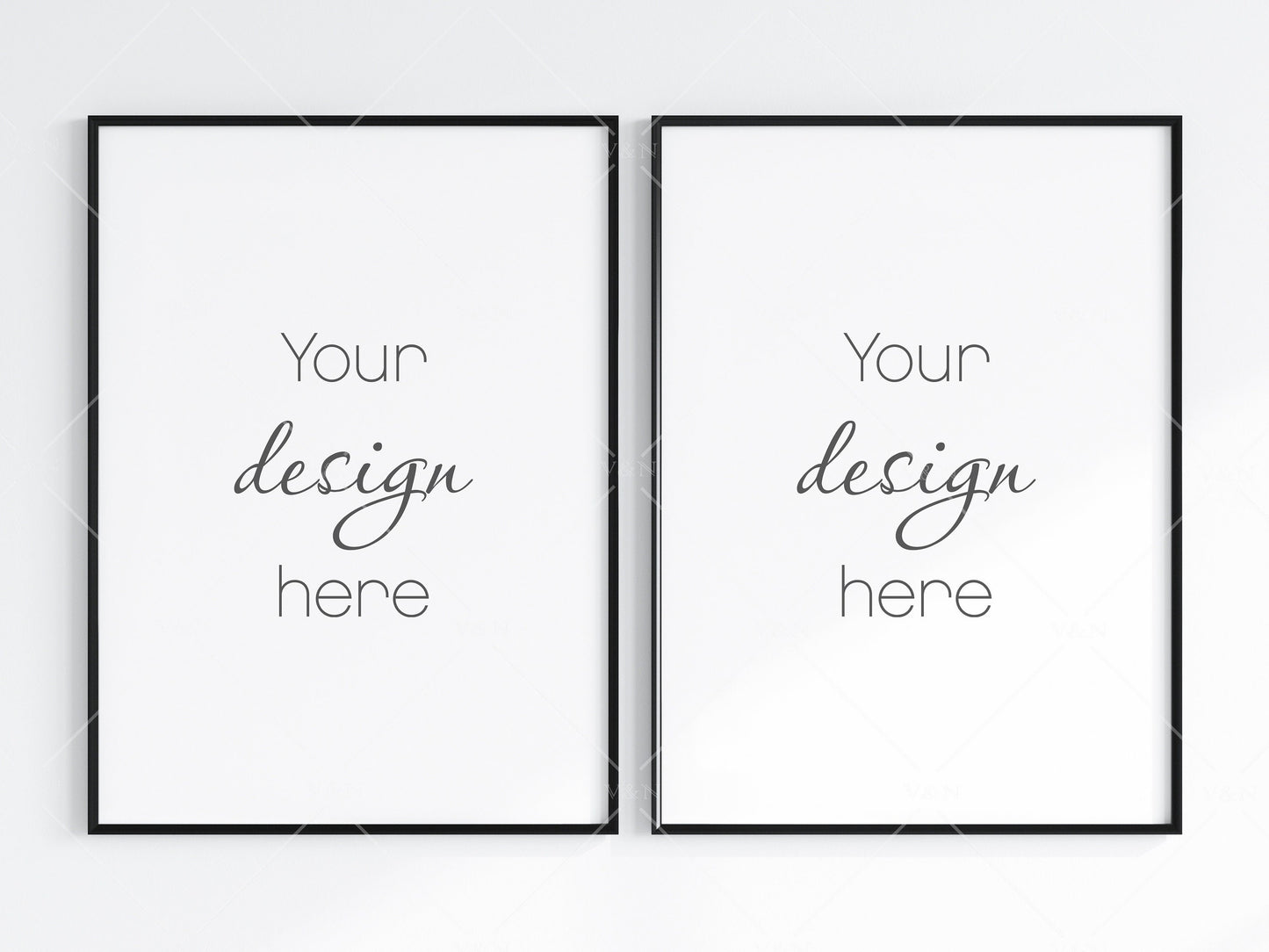 2 Minimalist Frame Mockup, Two Vertical Black Frame Mockup, Poster Mockup, Portrait Frame Mockup, Frame Mockup for Print, JPG PNG PSD