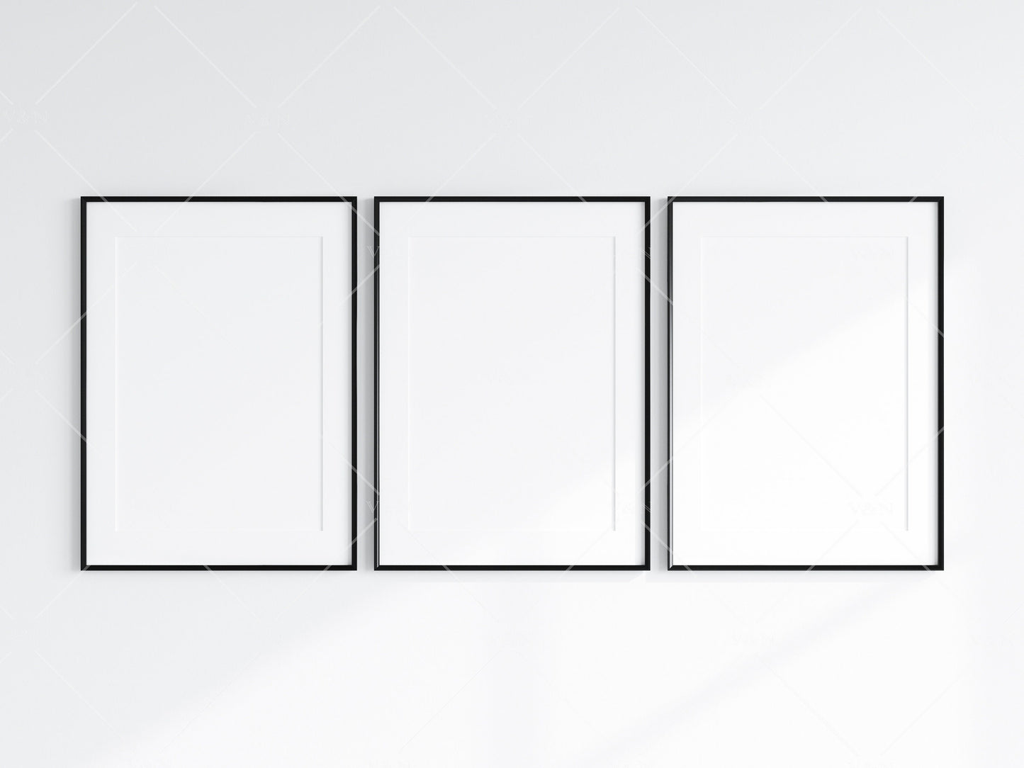 3 Minimalist Frame Mockup, Three Vertical Black Frame Mockup, Poster Mockup, Portrait Frame Mockup, Frame Mockup for Print, JPG PNG PSD