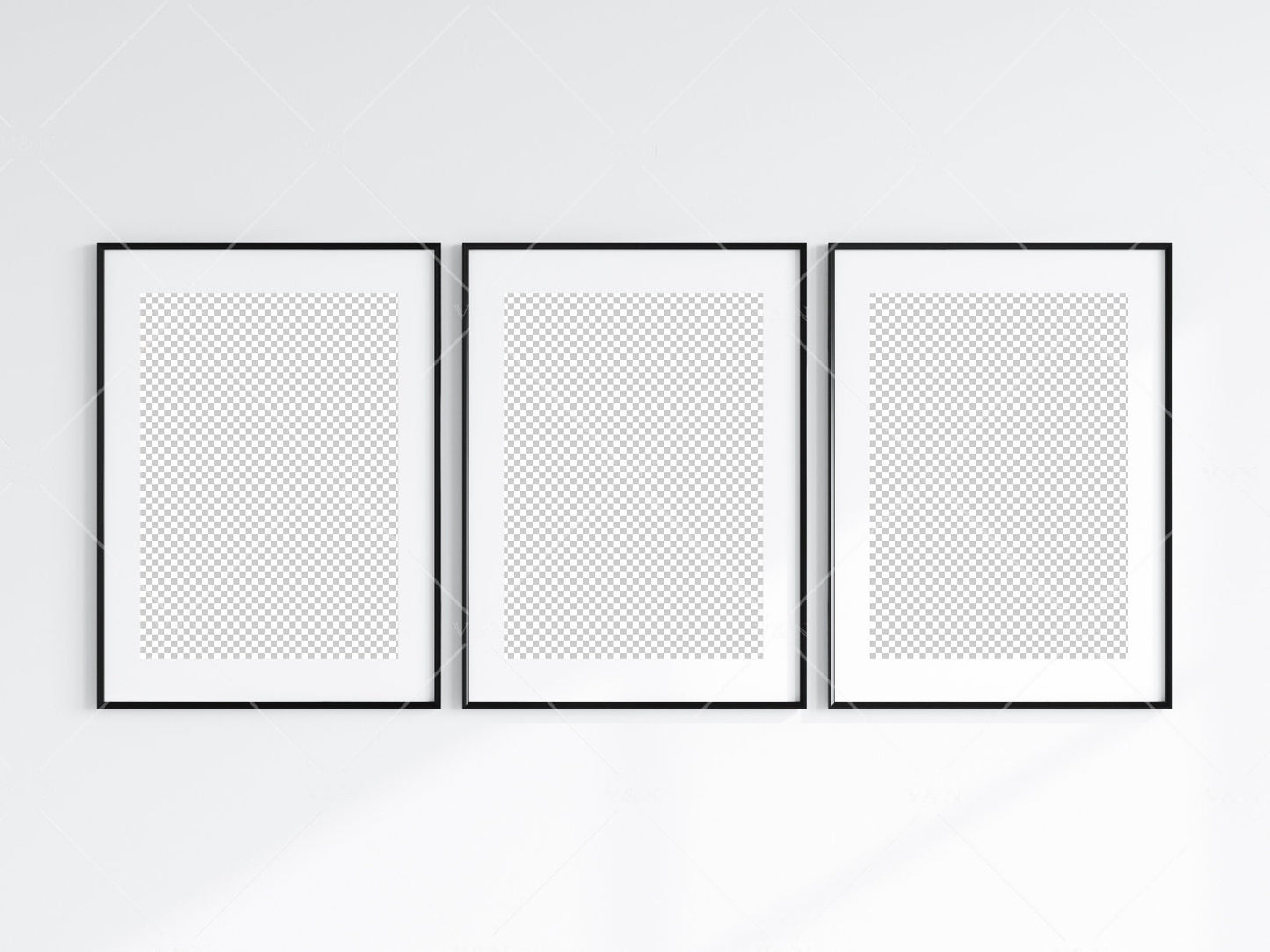 3 Minimalist Frame Mockup, Three Vertical Black Frame Mockup, Poster Mockup, Portrait Frame Mockup, Frame Mockup for Print, JPG PNG PSD