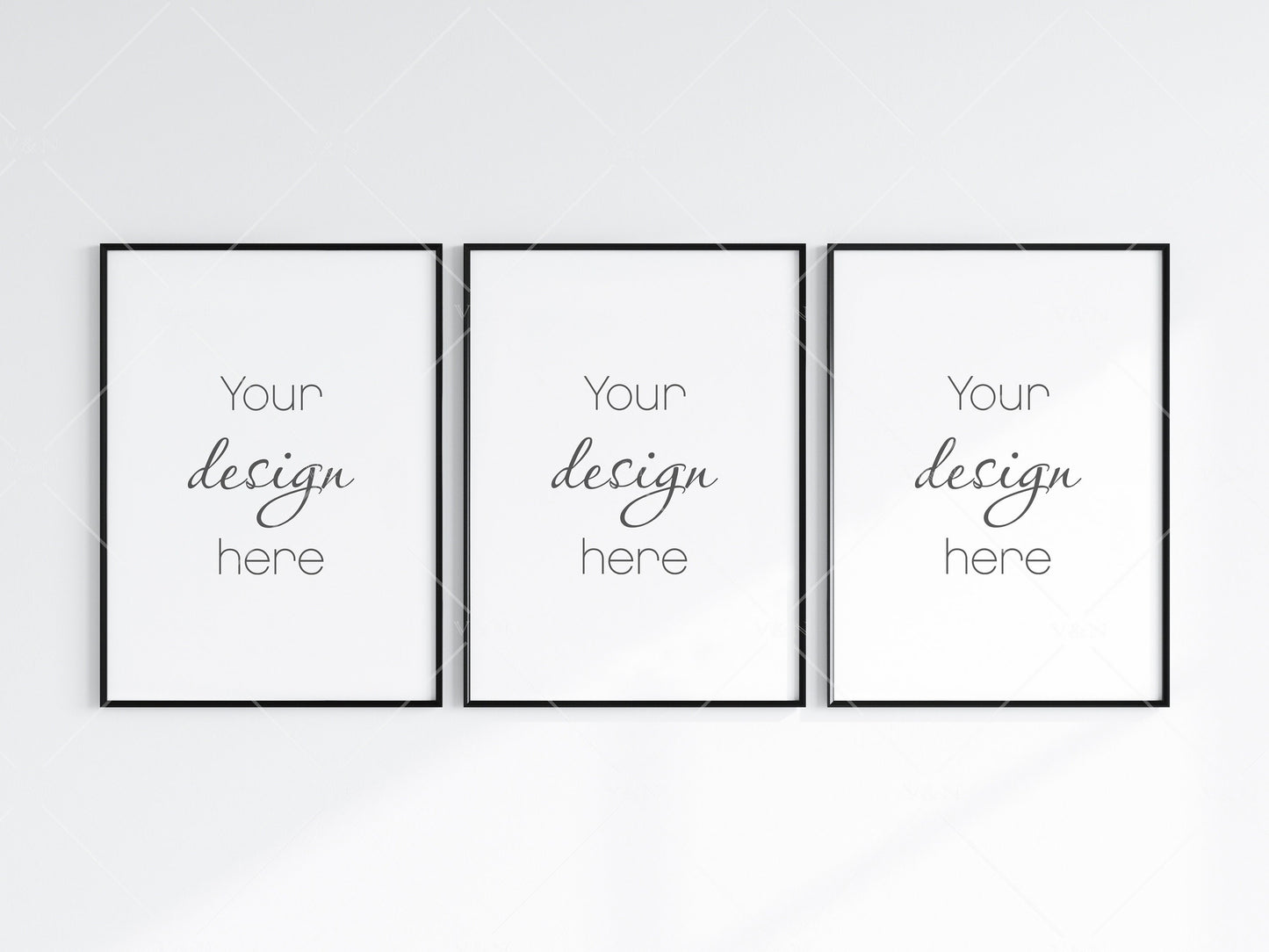 3 Minimalist Frame Mockup, Three Vertical Black Frame Mockup, Poster Mockup, Portrait Frame Mockup, Frame Mockup for Print, JPG PNG PSD