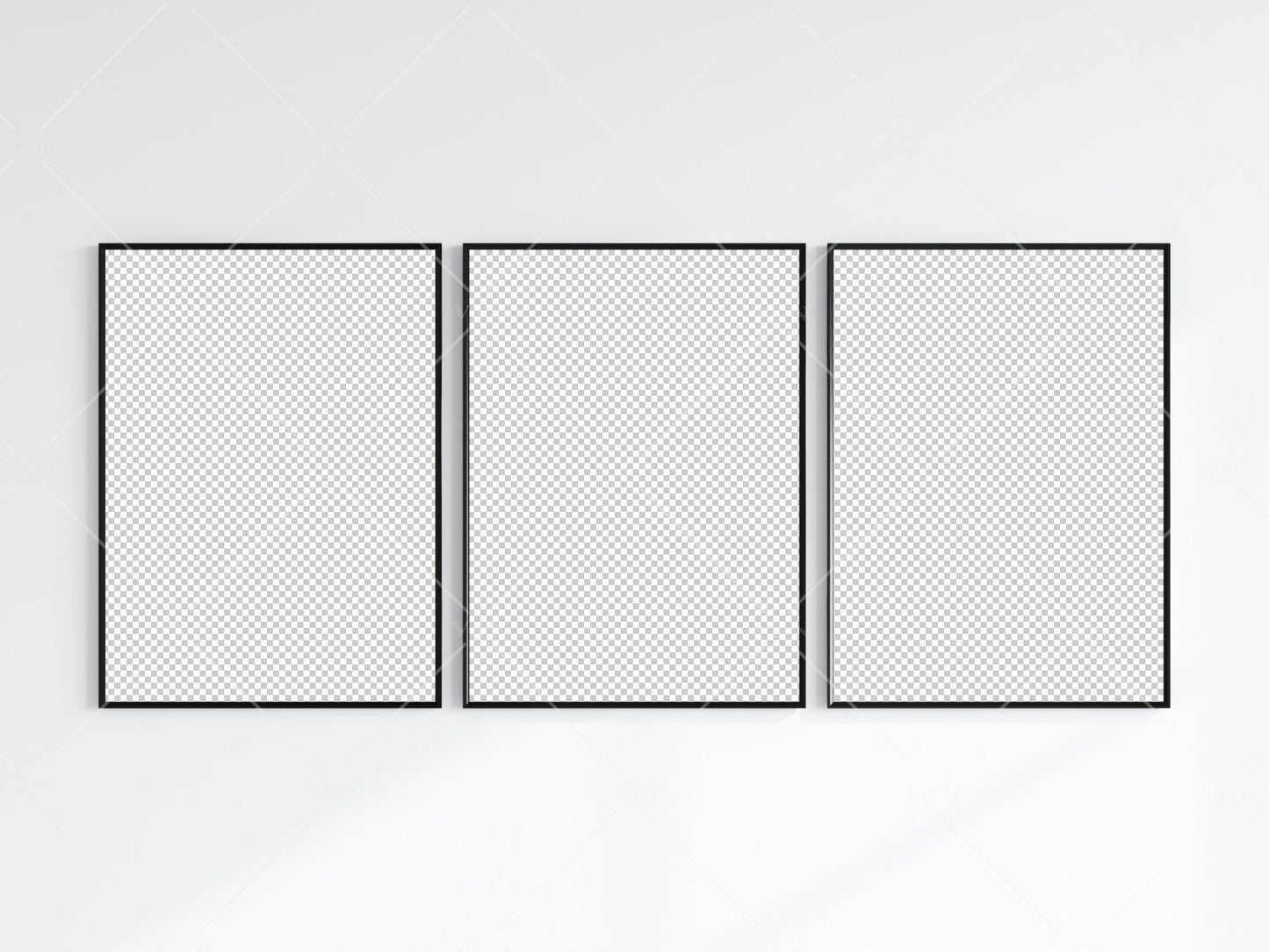 3 Minimalist Frame Mockup, Three Vertical Black Frame Mockup, Poster Mockup, Portrait Frame Mockup, Frame Mockup for Print, JPG PNG PSD