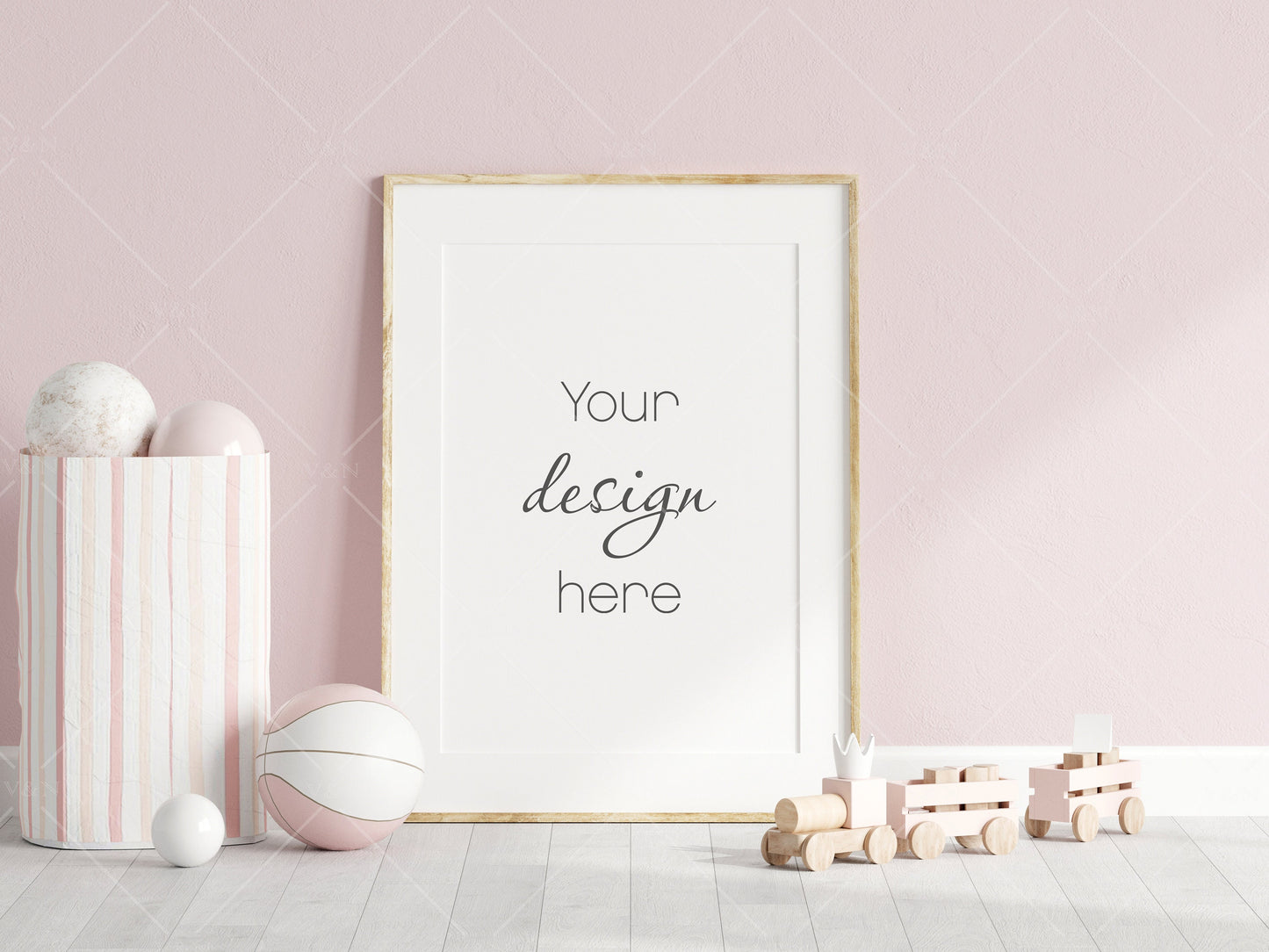 Nursery Frame Mockup, Modern Kid's Room Frame Mockup, Portrait Frame Nursery Interior Wall Mockup, Minimalist Nursery Frame Mockup