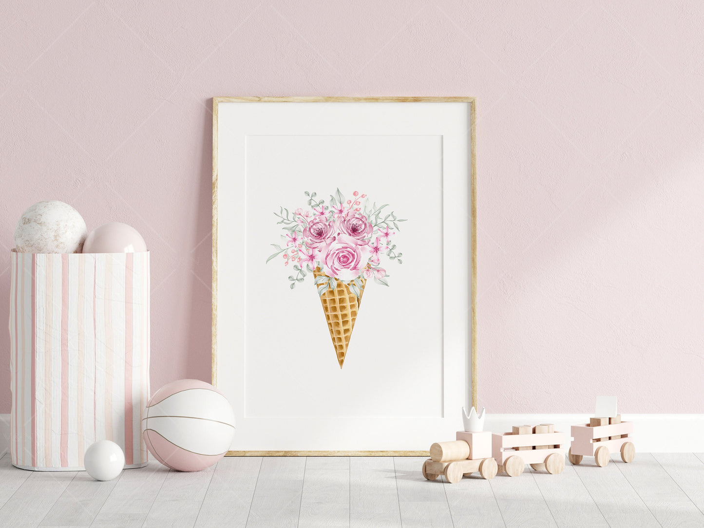 Nursery Frame Mockup, Modern Kid's Room Frame Mockup, Portrait Frame Nursery Interior Wall Mockup, Minimalist Nursery Frame Mockup