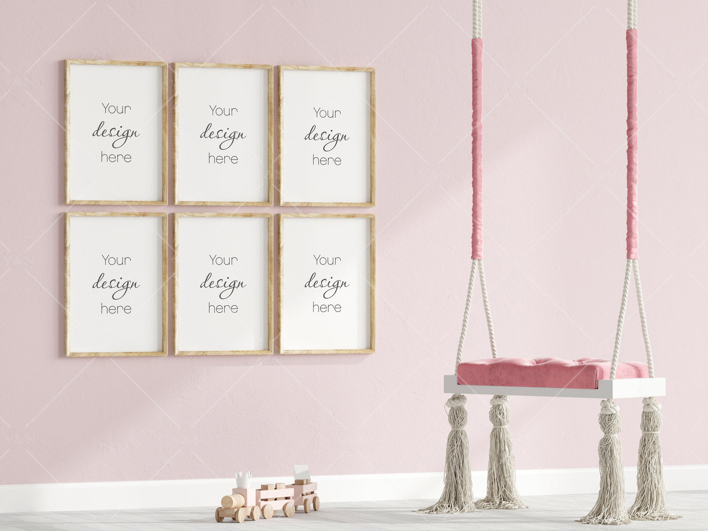 Nursery Frame Mockup, Modern Kid's Room Frame Mockup, Children's Room Mockup, 6 Frames Nursery Mockup, Six Frames Nursery Interior Mockup