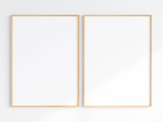 2 Minimalist Frames Mockup, Two Vertical Wooden Frames Mockup A1, Poster Mockup, Vertical Frames Mockup, Frame Mockup for Print, JPG PNG PSD