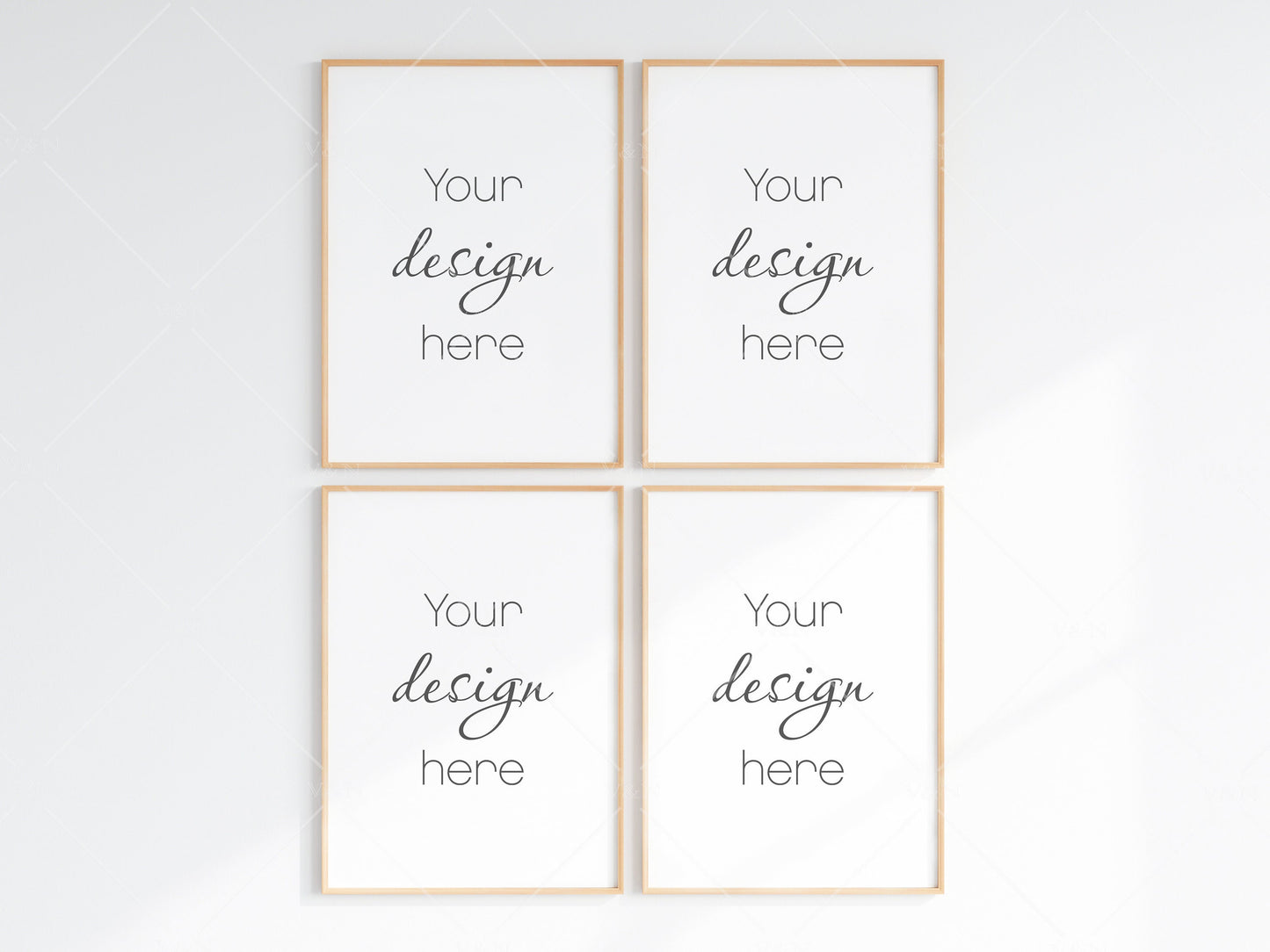 4 Minimalist Frames Mockup, Four Vertical Wooden Frames Mockup, Poster Mockup, Vertical Frames Mockup, Frame Mockup for Print, JPG PNG PSD