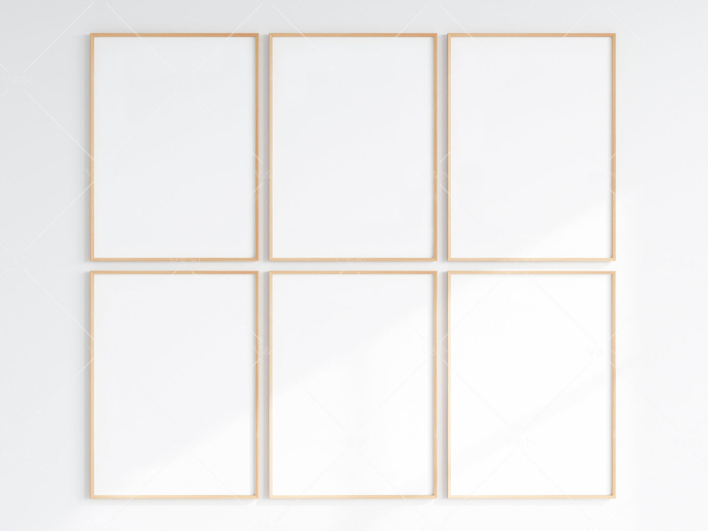 6 Minimalist Frames Mockup, Six Vertical Wooden Frames Mockup, Poster Mockup, Vertical Frames Mockup, Frame Mockup for Print, JPG PNG PSD