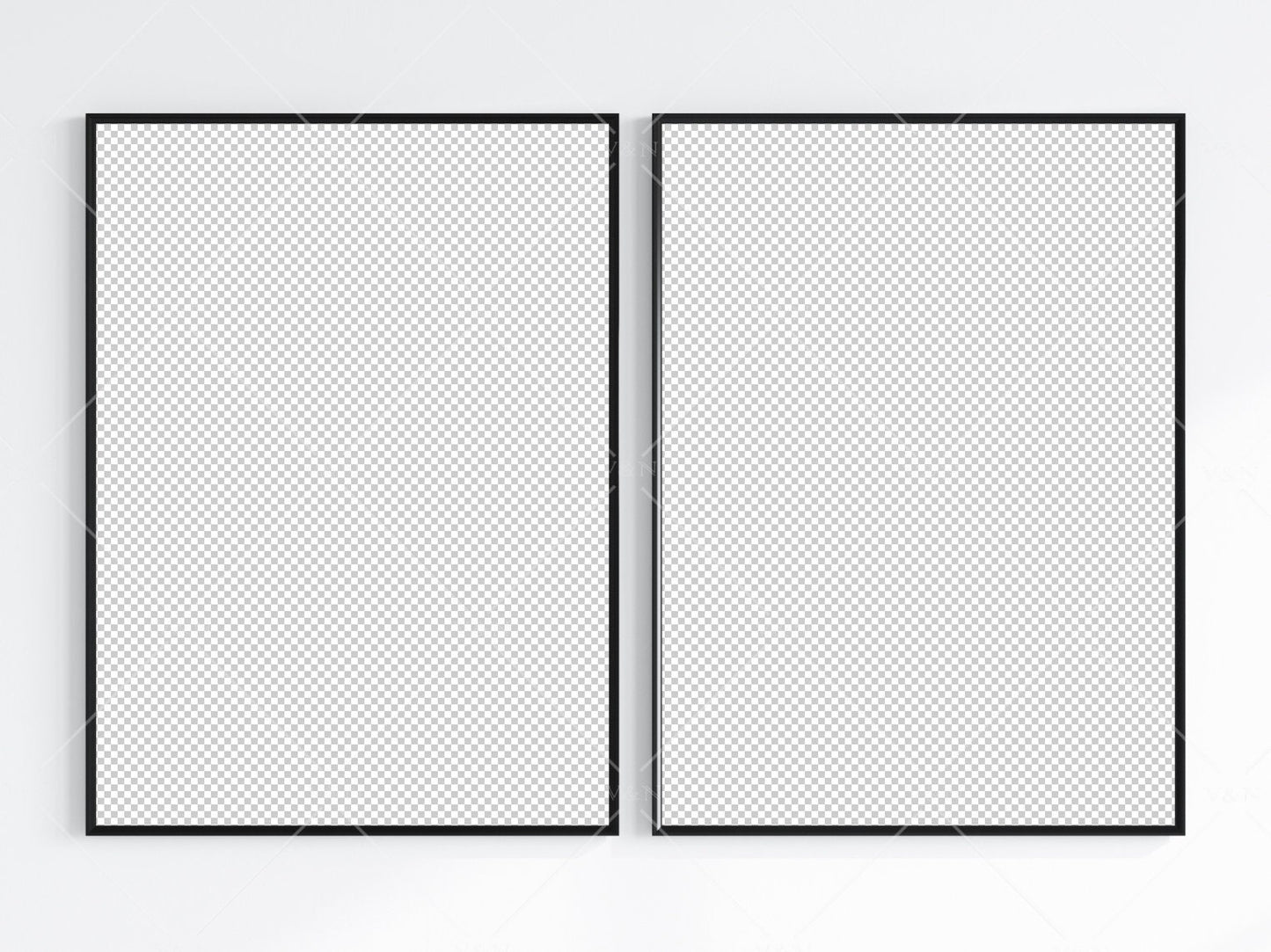 2 Minimalist Frame Mockup, Two Vertical Black Frame Mockup, Poster Mockup, Portrait Frame Mockup, Frame Mockup for Print, JPG PNG PSD