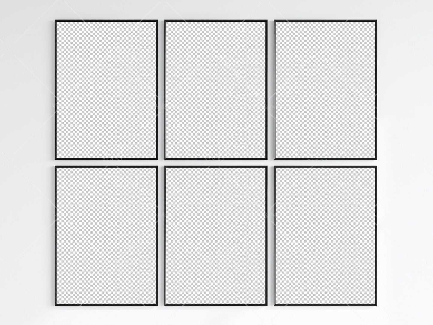 6 Minimalist Frame Mockup, Six Vertical Black Frame Mockup, Poster Mockup, Portrait Frame Mockup, Frame Mockup for Print, JPG PNG PSD