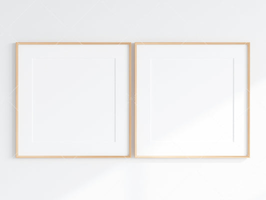 Minimalist Frames Mockup, 2 Square Wooden Frames Mockup, Poster Mockup, Two Square Frames Mockup, 2 Frame Mockup for Print, JPG PNG PSD