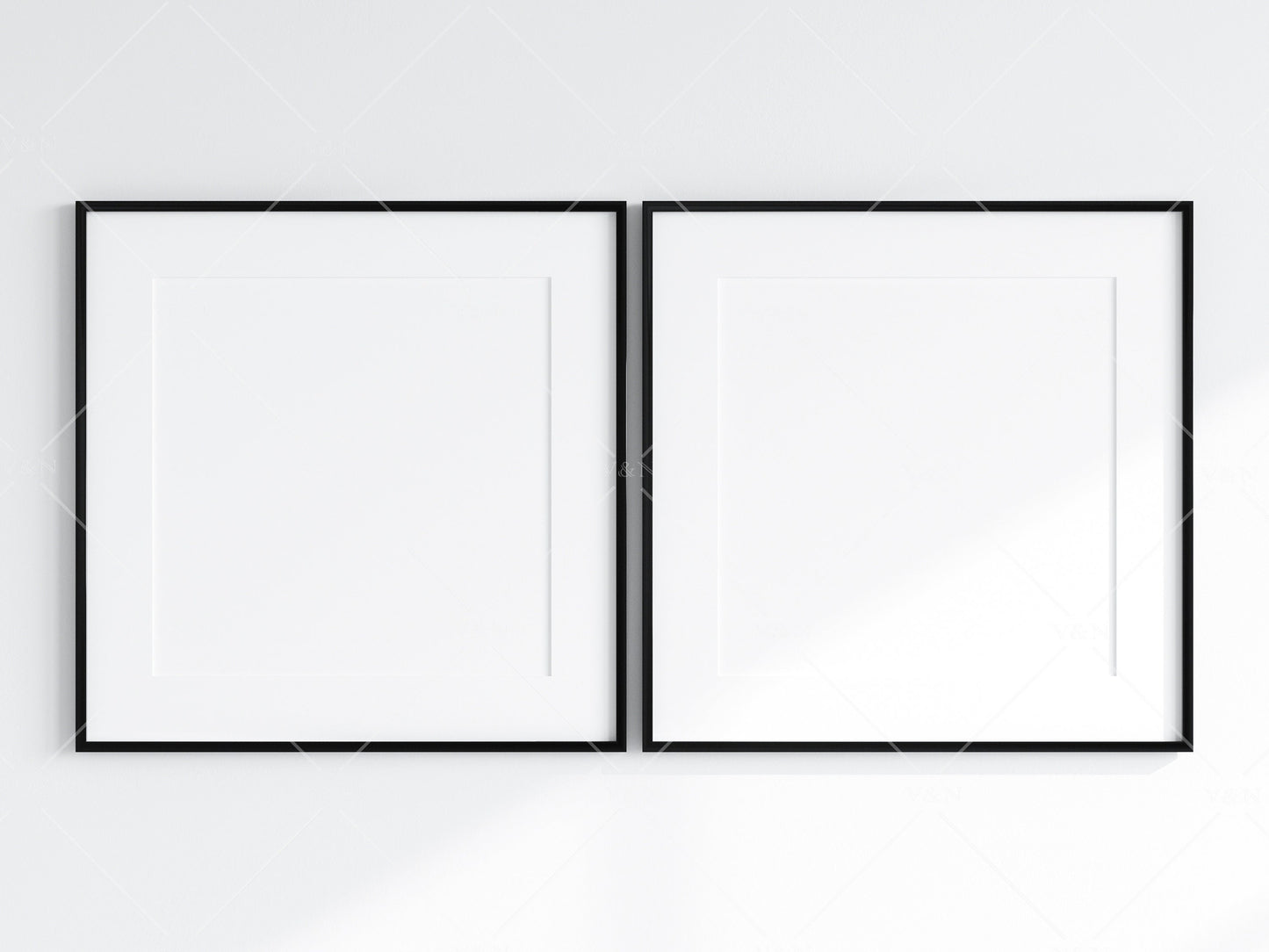 Minimalist Frames Mockup, 2 Square Black Frames Mockup, Poster Mockup, Two Square Frames Mockup, 2 Frame Mockup for Print, JPG PNG PSD