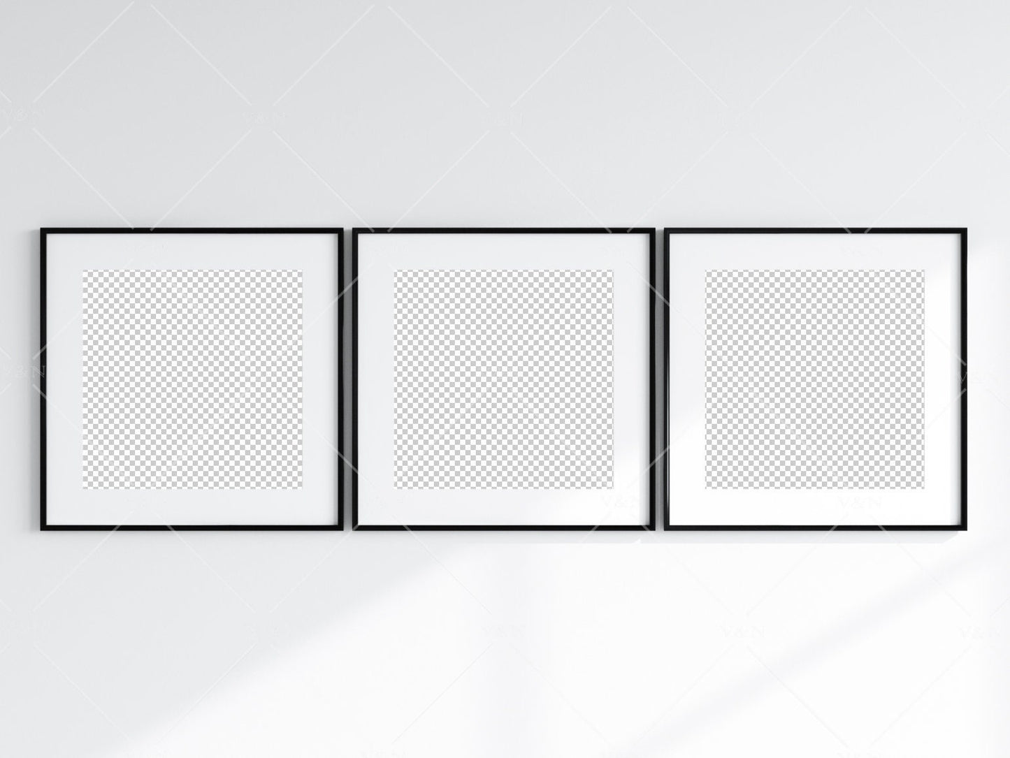 Minimalist Frames Mockup, 3 Square Black Frames Mockup, Poster Mockup, Three Square Frames Mockup, 3 Frame Mockup for Print, JPG PNG PSD