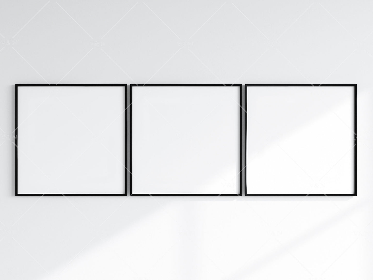 Minimalist Frames Mockup, 3 Square Black Frames Mockup, Poster Mockup, Three Square Frames Mockup, 3 Frame Mockup for Print, JPG PNG PSD