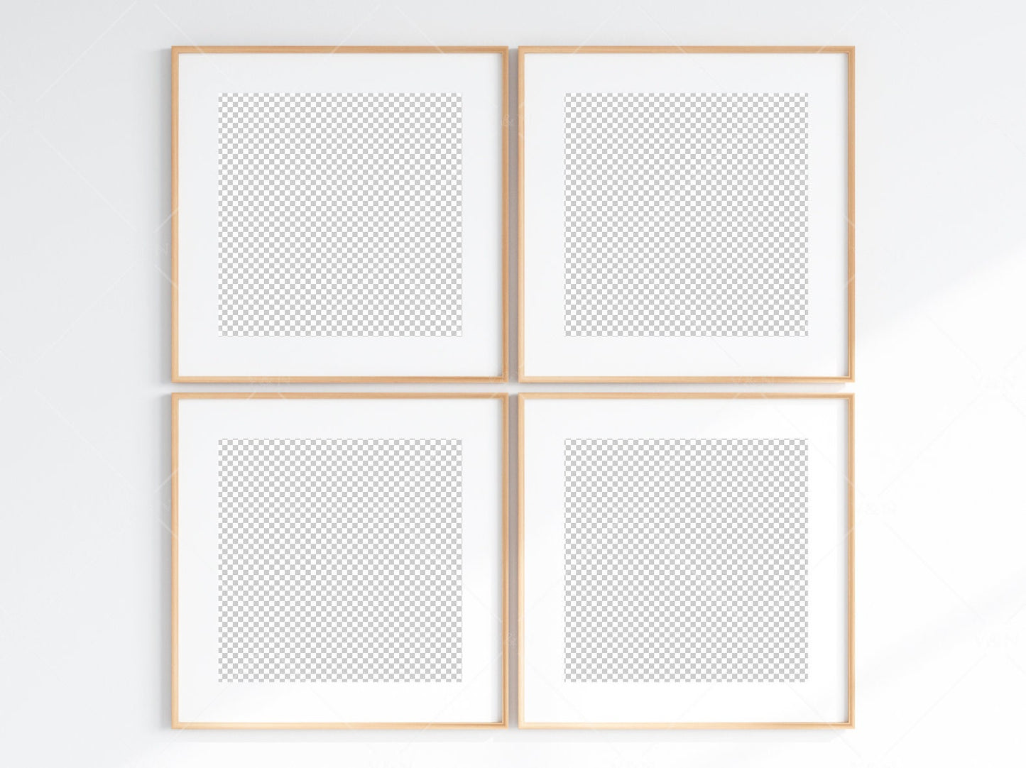 Minimalist Frames Mockup, 4 Square Wooden Frames Mockup, Poster Mockup, Four Square Frames Mockup, 4 Frame Mockup for Print, JPG PNG PSD